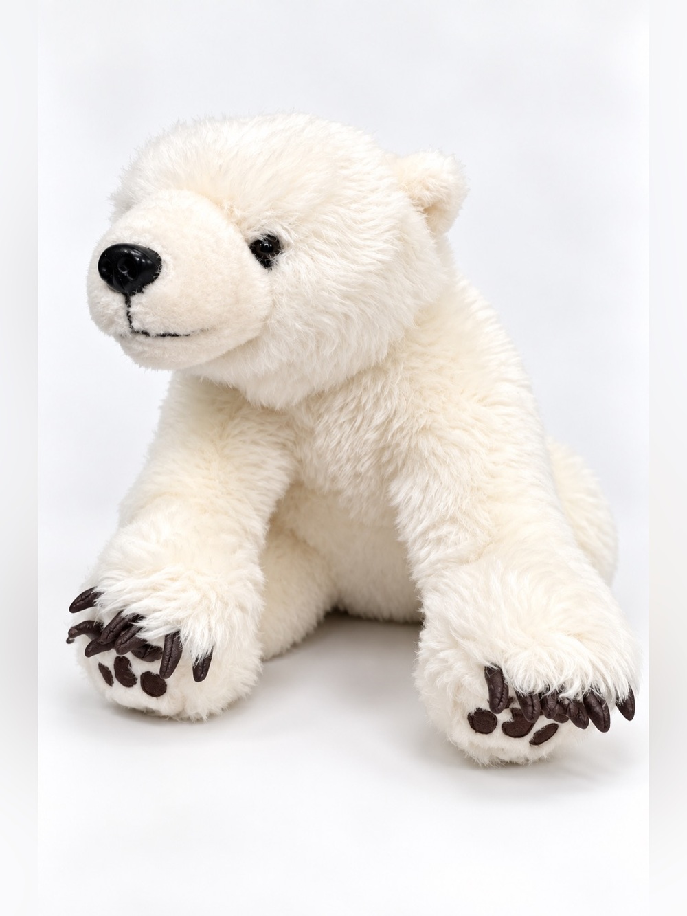 National Geographic Cream Polar Bear Plush with Brown Paw Details